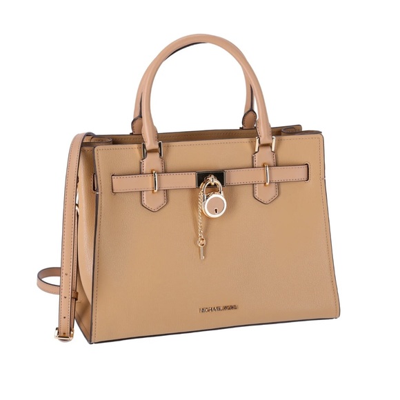 Michael Kors Hamilton Medium Satchel Crossbody Camel Pebbled Leather - Picture 8 of 8